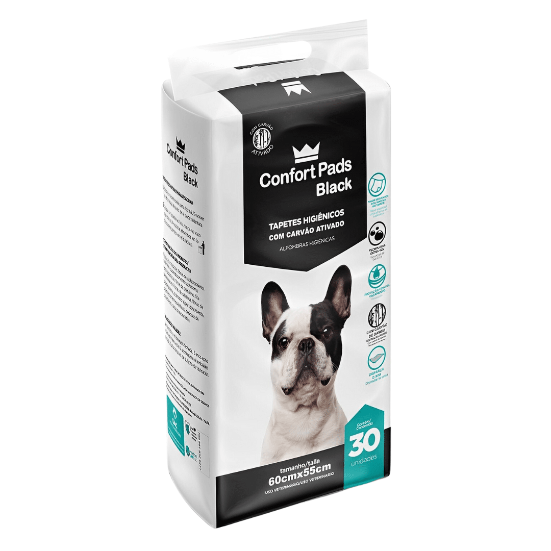 Tapete Higiênico Confort Pads Black (60cm x 55cm - 30 unidades)