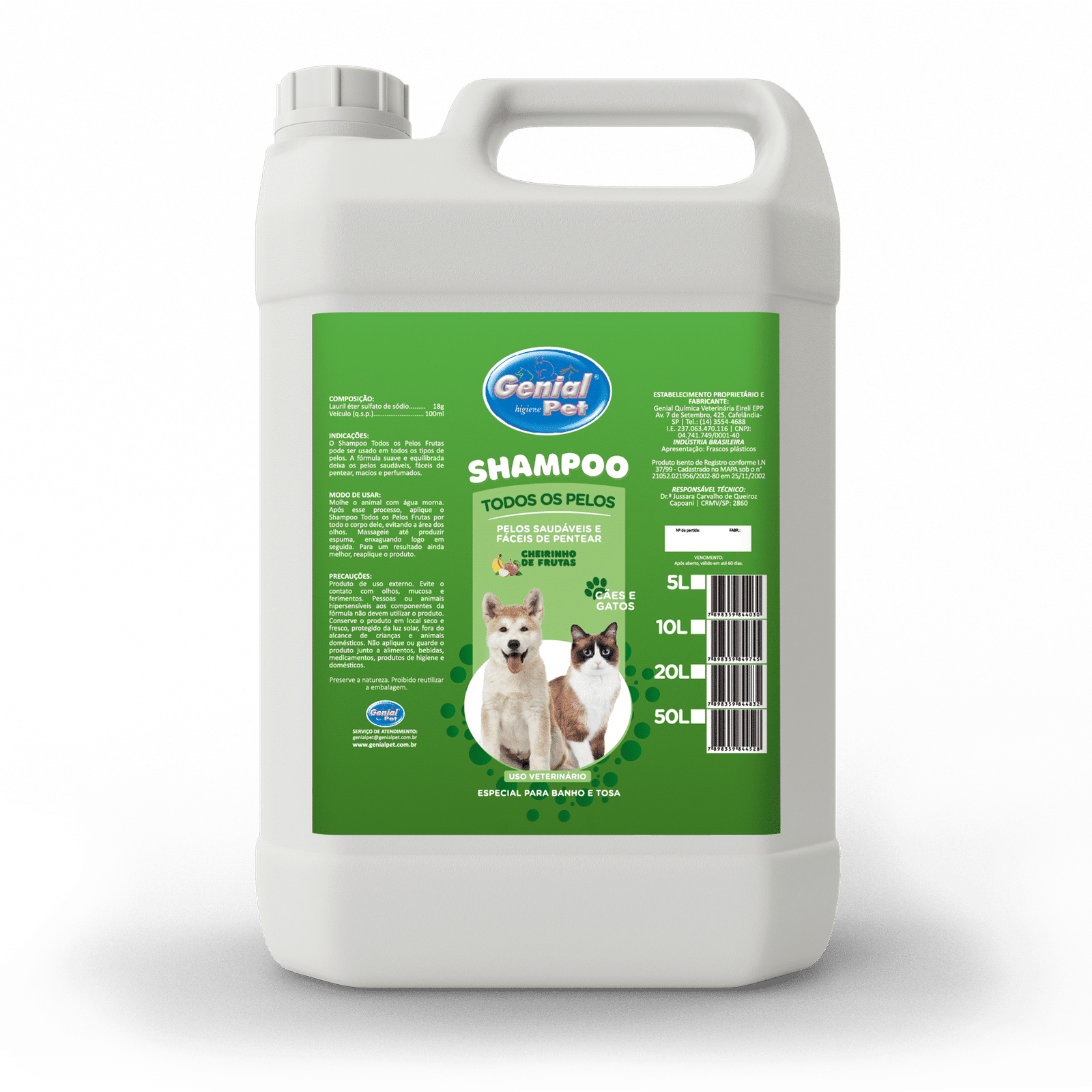 Shampoo Todos os Pelos Frutas Genial Pet (5 Litros)