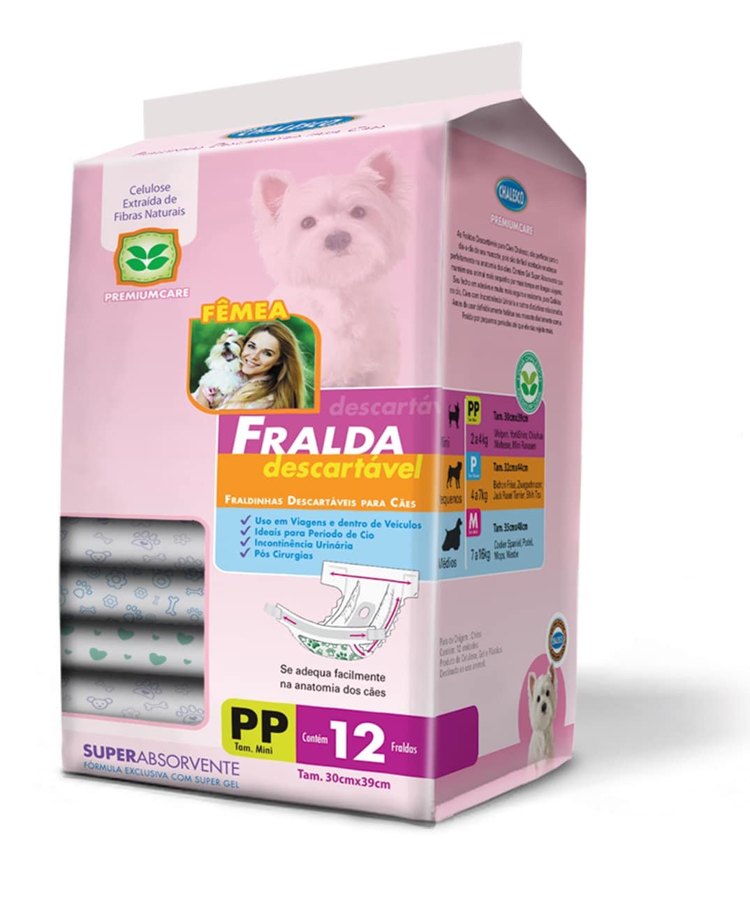 Fralda Fêmea Descartável PP (12 unidades)