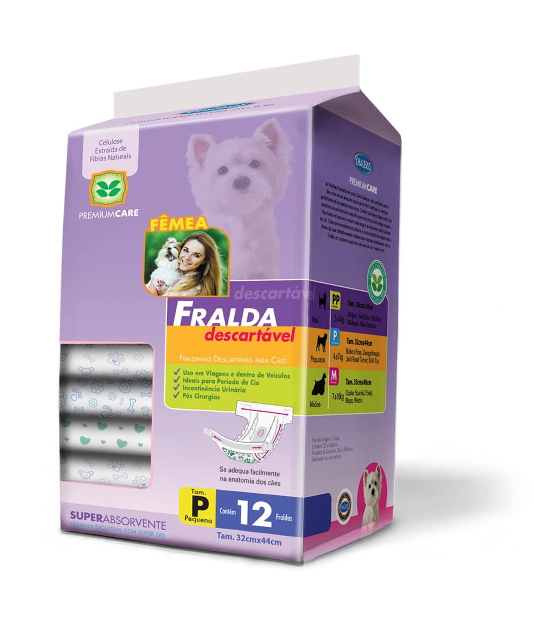 Fralda Fêmea Descartável Pequena (12 unidades)
