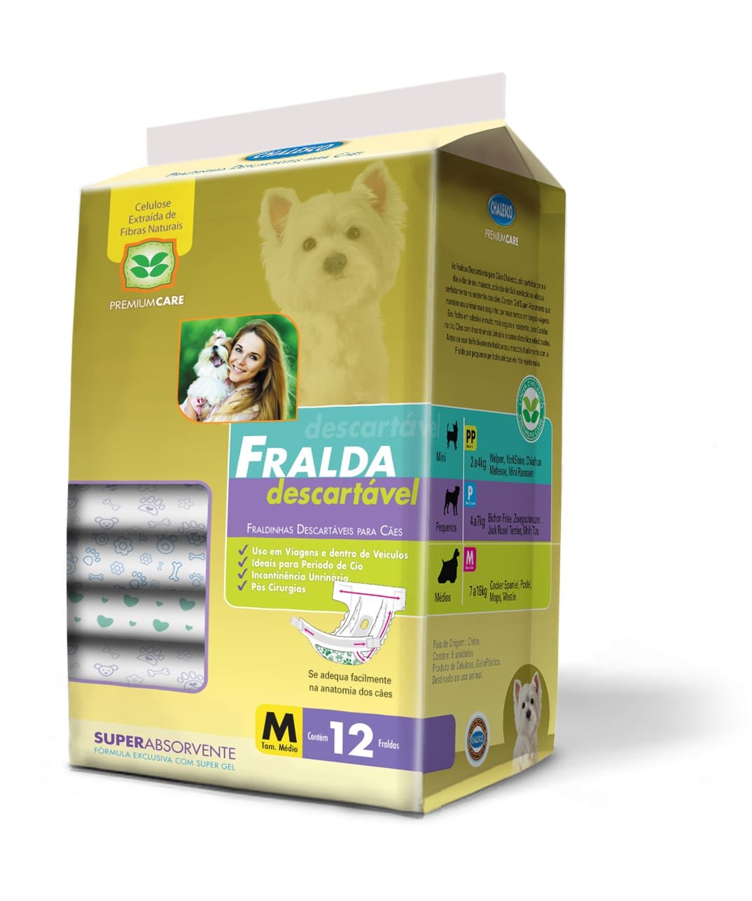 Fralda Fêmea Descartável Média (12 unidades)
